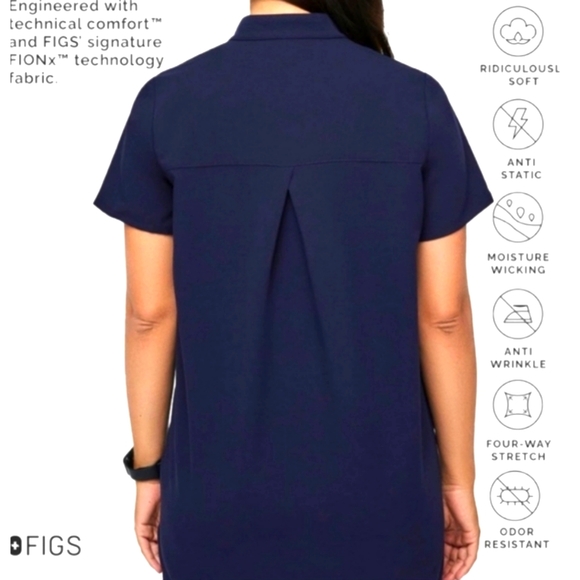 FIGS Technical Collection (Size S) Navy Blue "Kitale" Maternity 1-Pkt Scrub Top - Picture 2 of 8